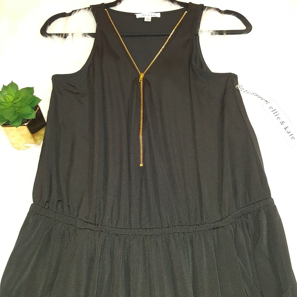 Last 2!  Black Front Zipper Jumpsuit - Picture 2 of 3